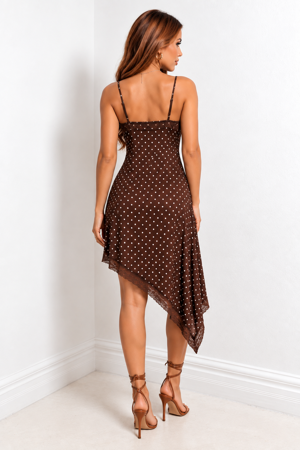 Mocha Dot Moment Satin Dress