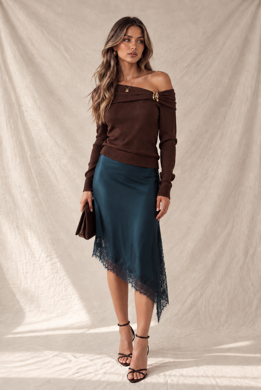 Off Balance Satin Skirt