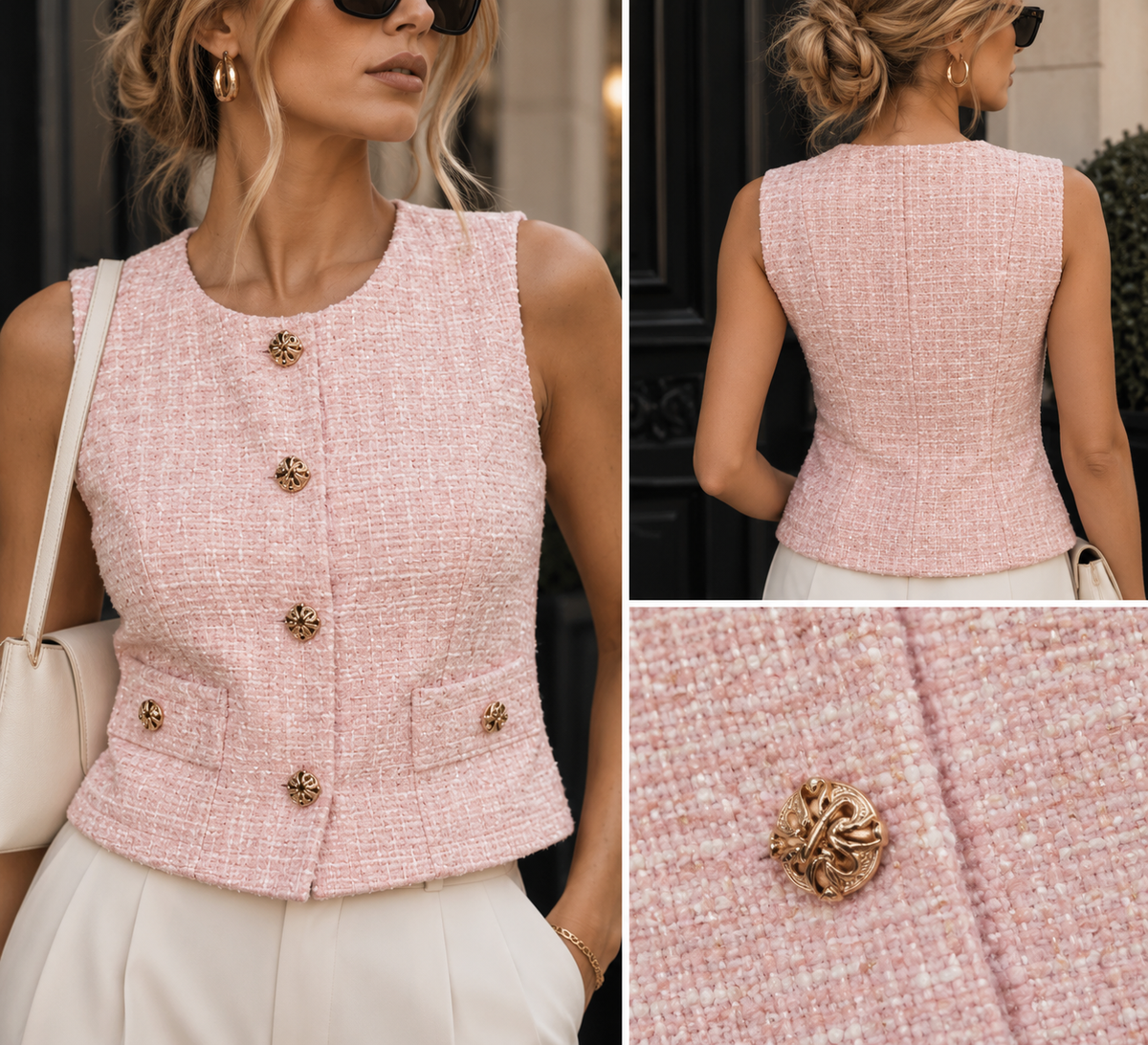 Prim, Proper, & Pink Tweed Vest